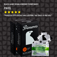 AKCE 1+1 ZDARMA Primeros Black Hawk Vegan Kondomy Černé Barvy 2x12